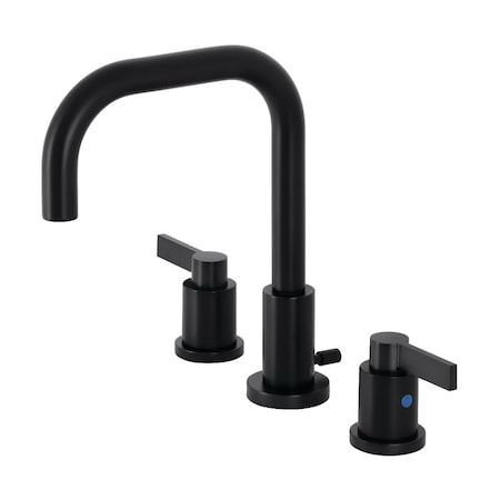 Kingston Brass FSC8930NDL NuvoFusion Widespread Bathroom Faucet W/ Brass Pop-Up, Black FSC8930NDL